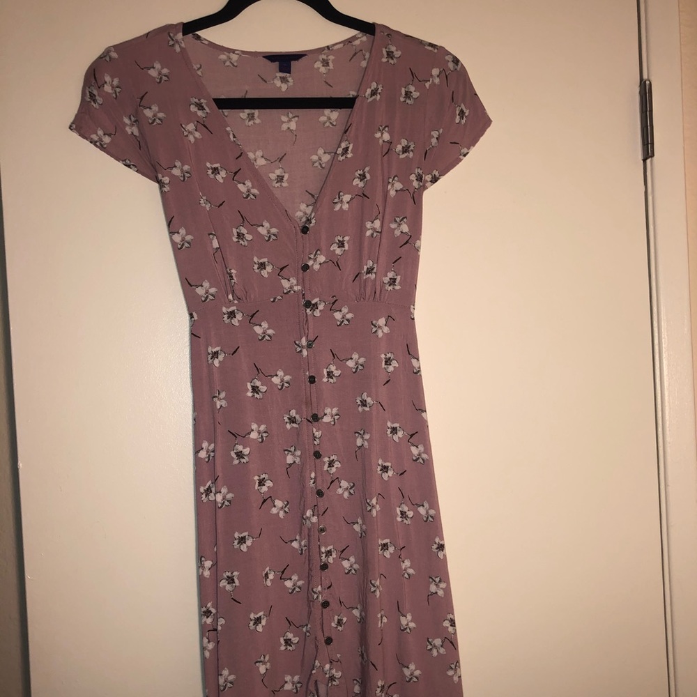 pink/purple floral dress (tie back) <3